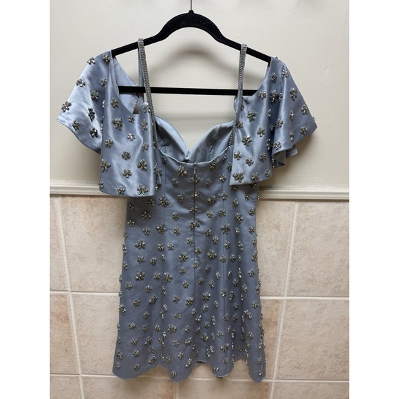 Sherri Hill Gray Mini sequin daisy embellished dress. Prom/Wedding/Evening.Sz 4 - Picture 3 of 9